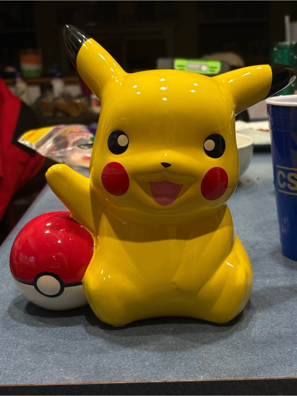 Pikachu Ceramic Coin Bank with Poké Ball - Yellow. $20